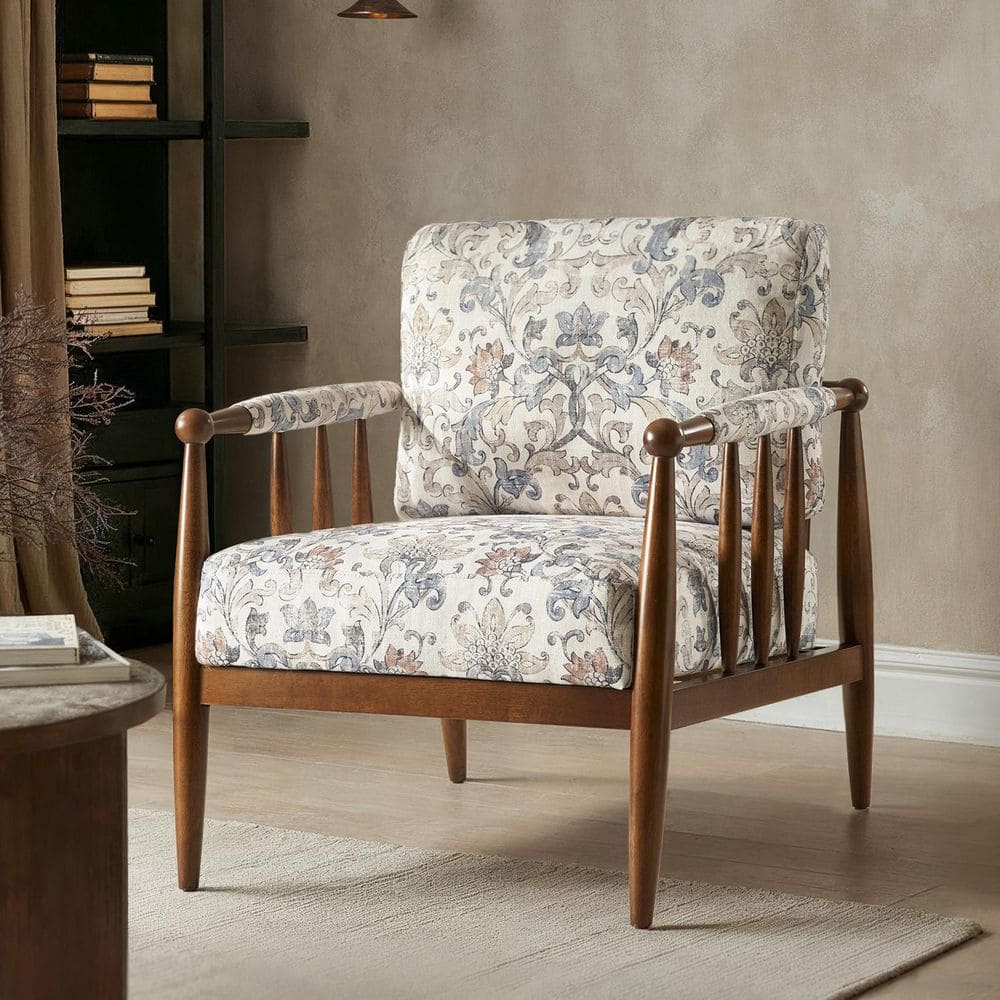 JAYDEN CREATION Luminea Damask Modern Polyester Arm Chair with