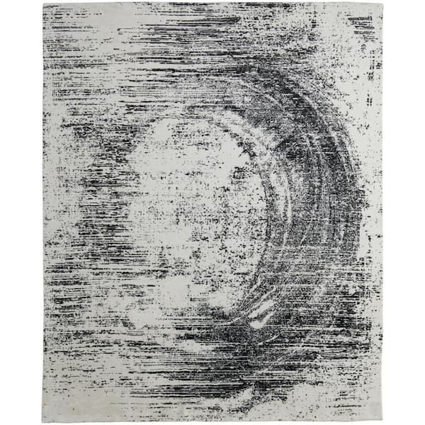 8 ft. x 10 ft. Black and Gray Abstract Hand Woven Area Rug