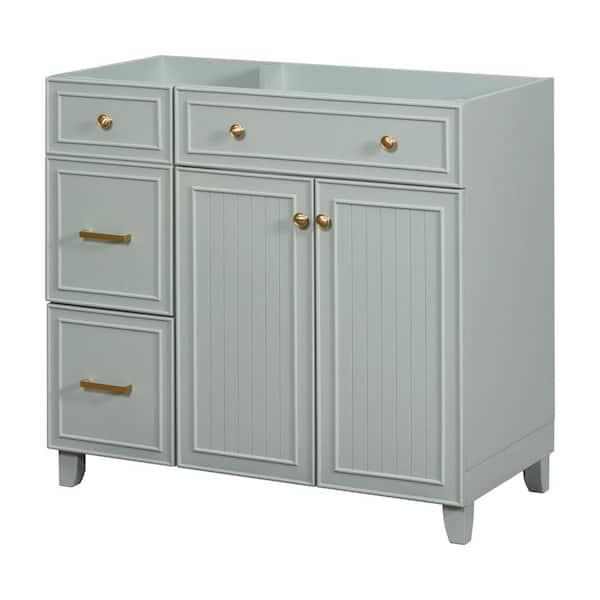 Tileon 35.4 in. W x 17.8 in. D x 33.3 in. H Bath Vanity Cabinet without Top with 2 Soft Close Doors and Drawers in Green