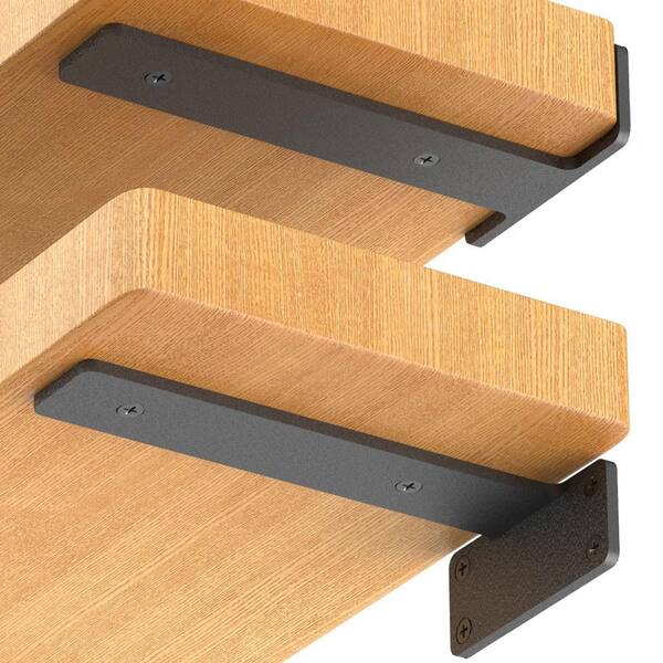 Heavy Duty Floating Shelf Brackets – 2-Pack Industrial Hidden L-Brackets, Matte Black, 8-Inch, Holds 150+ Lbs, Wall Mounted, Invisible Support For DIY Floating Shelves