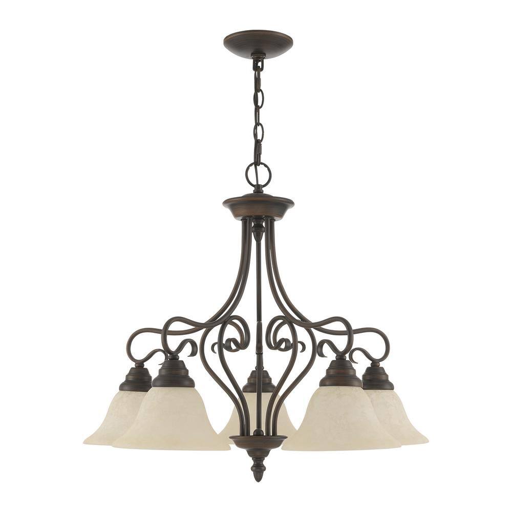 Imperial Bronze 5-Light Chandelier with Vintage Scavo Glass