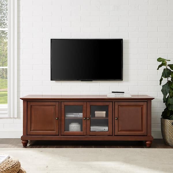 Dark Mahogany finish TV DVD Stand with lots of storage sold space L:57”, W:8”, H:24”