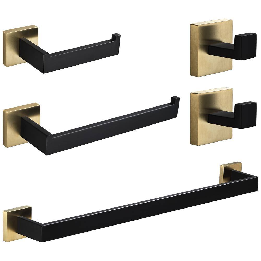 5-Piece Bath Hardware Set with Towel Bar Toilet Paper Holder Towel Hook in Black&Gold price history on PriceWatchPro