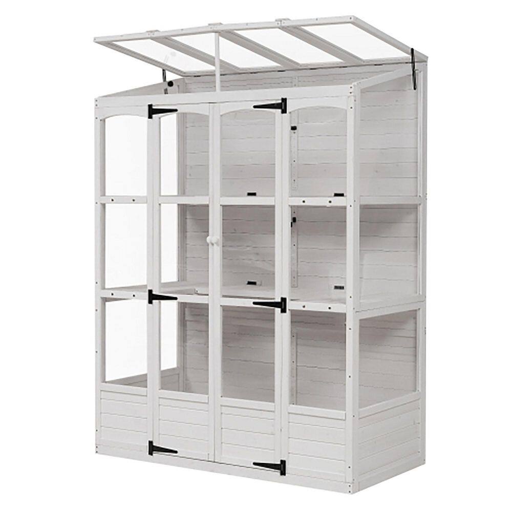 57.9 in. W x 29.1 in. D x 78.1 in. H White Wooden Walk-In Greenhouse with 4 Skylights and 2 Folding Shelves price history on PriceWatchPro