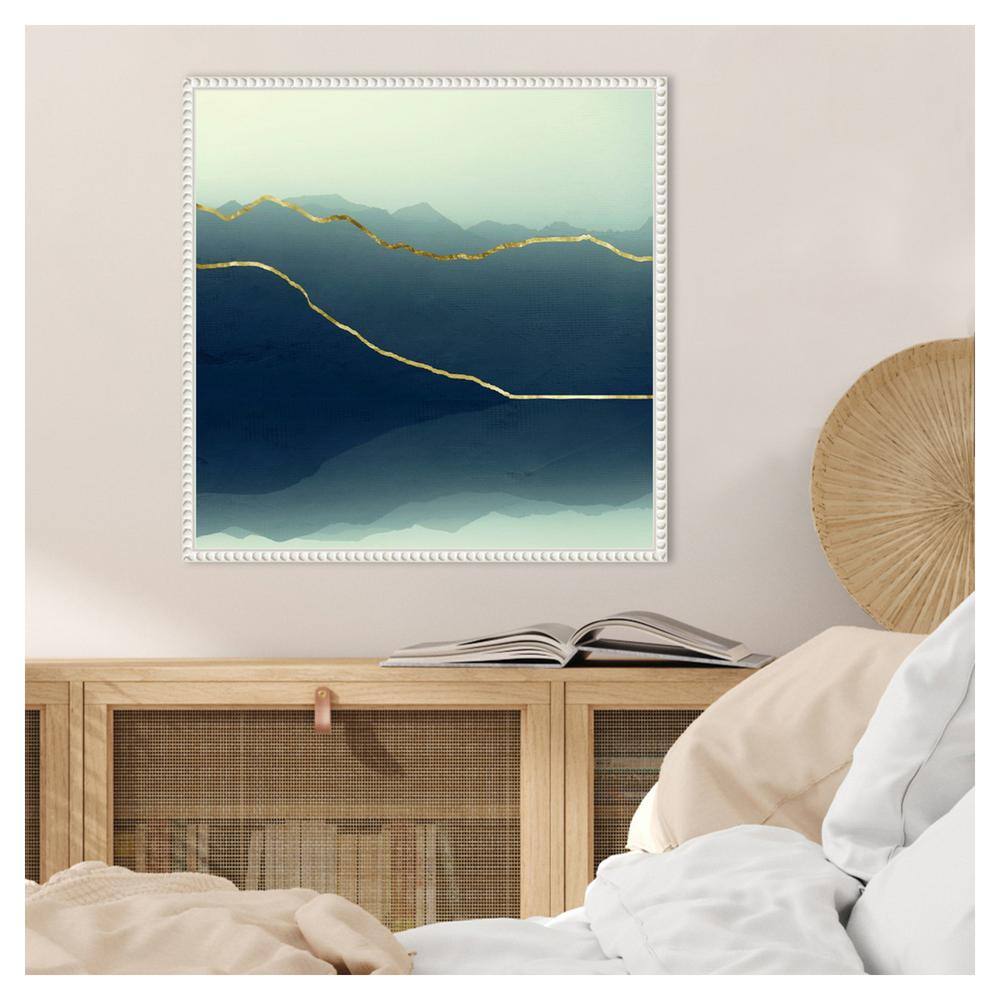 Gold Lined Abstract Mountain Framed Canvas Wall Art