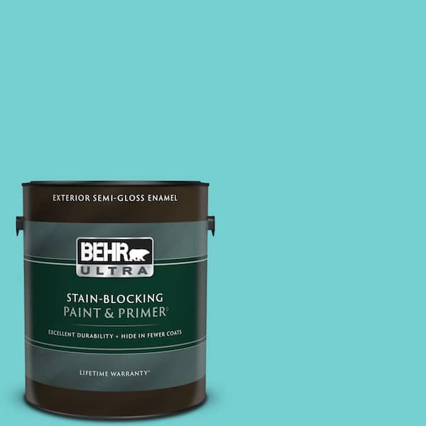 BEHR ULTRA 1 gal. #P460-3 Soft Turquoise Semi-Gloss Enamel Exterior Paint & Primer