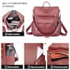 Aoibox 13.38 in. H PU Leather Burgundy Bag Backpack with Side