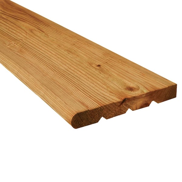 Unbranded 2 in. x 12 in. x 4 ft. Pressure-Treated Wood Cedar-Tone Bullnosed Stair Tread