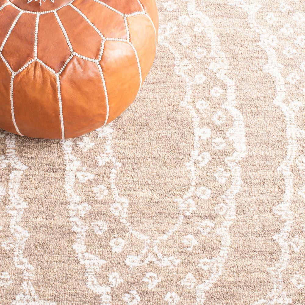 Ivory and Brown Handmade Wool Tufted 4' x 6' Area Rug