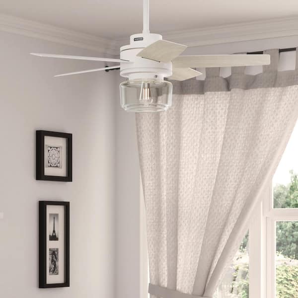 Hunter Margo 44 in. Indoor Textured White Ceiling Fan with Light Kit and Remote Included