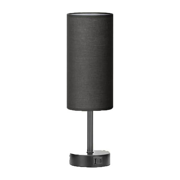 Unbranded Plug and Play 14 in. Touch Black Dimmable Integrated LED Task and Reading Lamp with USB Port in Black Shade