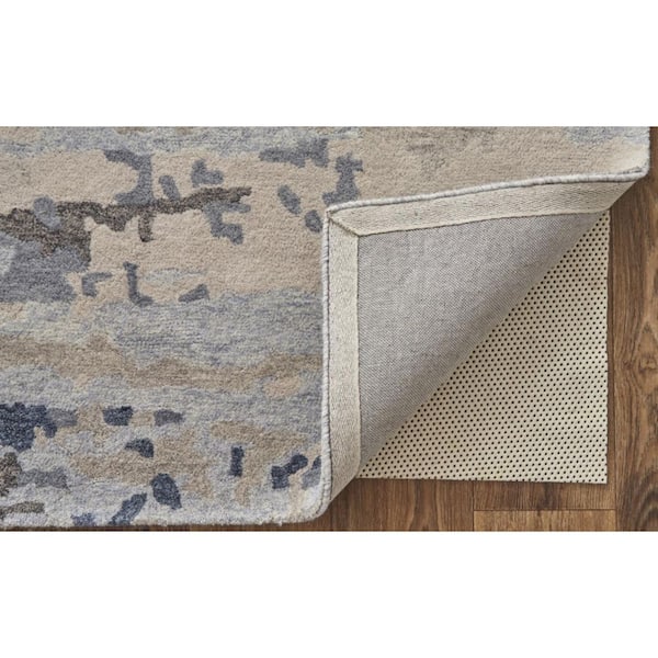 4 ft. x 6 ft. Blue and Ivory Abstract Area Rug