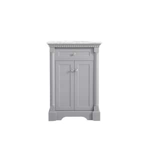Simply Living 24 in. W x 21.5 in. D x 35 in. H Bath Vanity in Grey with Carrara White Marble Top