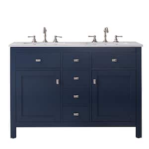 Artemis 48 in. W x 22 in. D x 33.7 in. H Bath Vanity in Blue with Quartz Vanity Top in White with Double Sinks