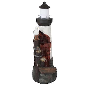 Gull's Cove Outdoor Lighthouse Cascading Water Fountain with LED Light