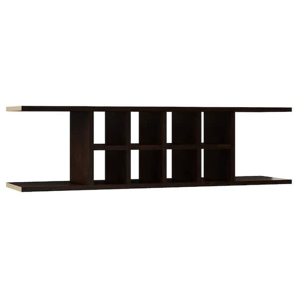 Hampton Bay Shaker 48 in. W x 11.25 in. D x 13.5 in. H Assembled Wall Shelf in Java with Configurable Shelves & Dividers