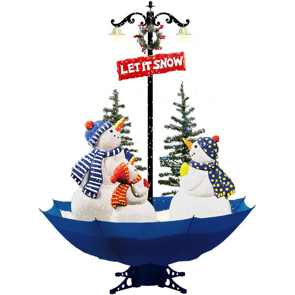 Let It Snow Series 67-in. Musical Snow-Family Scene with Blue Umbrella Base