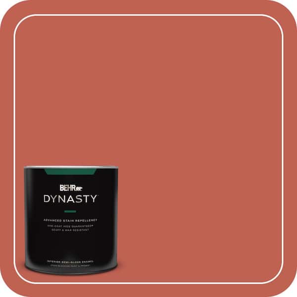 BEHR DYNASTY 1 qt. #190D-6 Red Jalapeno Semi-Gloss Enamel Interior Stain-Blocking Paint and Primer
