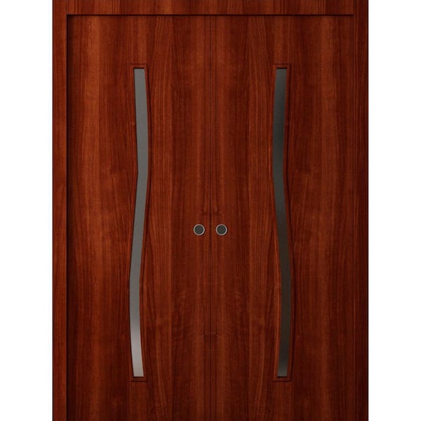 3012 36 in. x 80 in. Sold Core Walnut Franko Color Wood Sliding Door