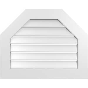 30 in. x 24 in. Octagonal Top Surface Mount PVC Gable Vent: Functional with Standard Frame