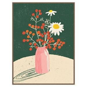 "Vase Floral" by Incado 1-Piece Floater Frame Giclee Home Canvas Art Print 42 in. x 32 in.