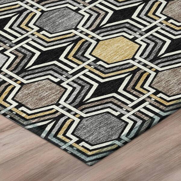 Chantille Machine Washable Indoor/Outdoor Abstract ACN3006 Black 9 ft. x 12 ft. Area Rug