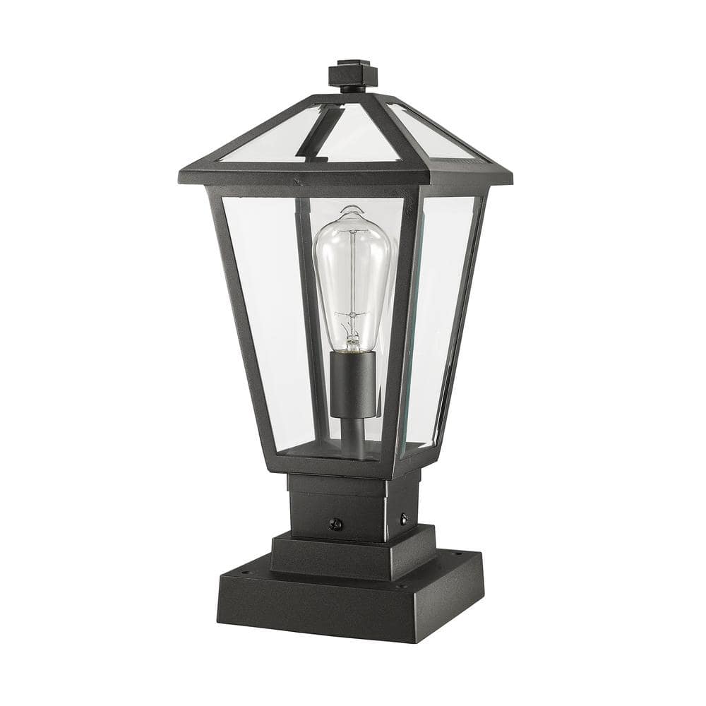 Talbot 17.5" Black Metal Outdoor Pier Mount Lantern