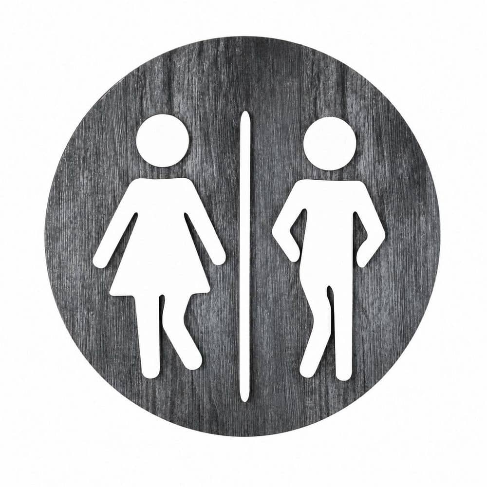 1-Pack Rustic Grey Wooden Bathroom Sign 3D Pattern Farmhouse Wall Decor Unisex Restroom Door Hanging price history on PriceWatchPro