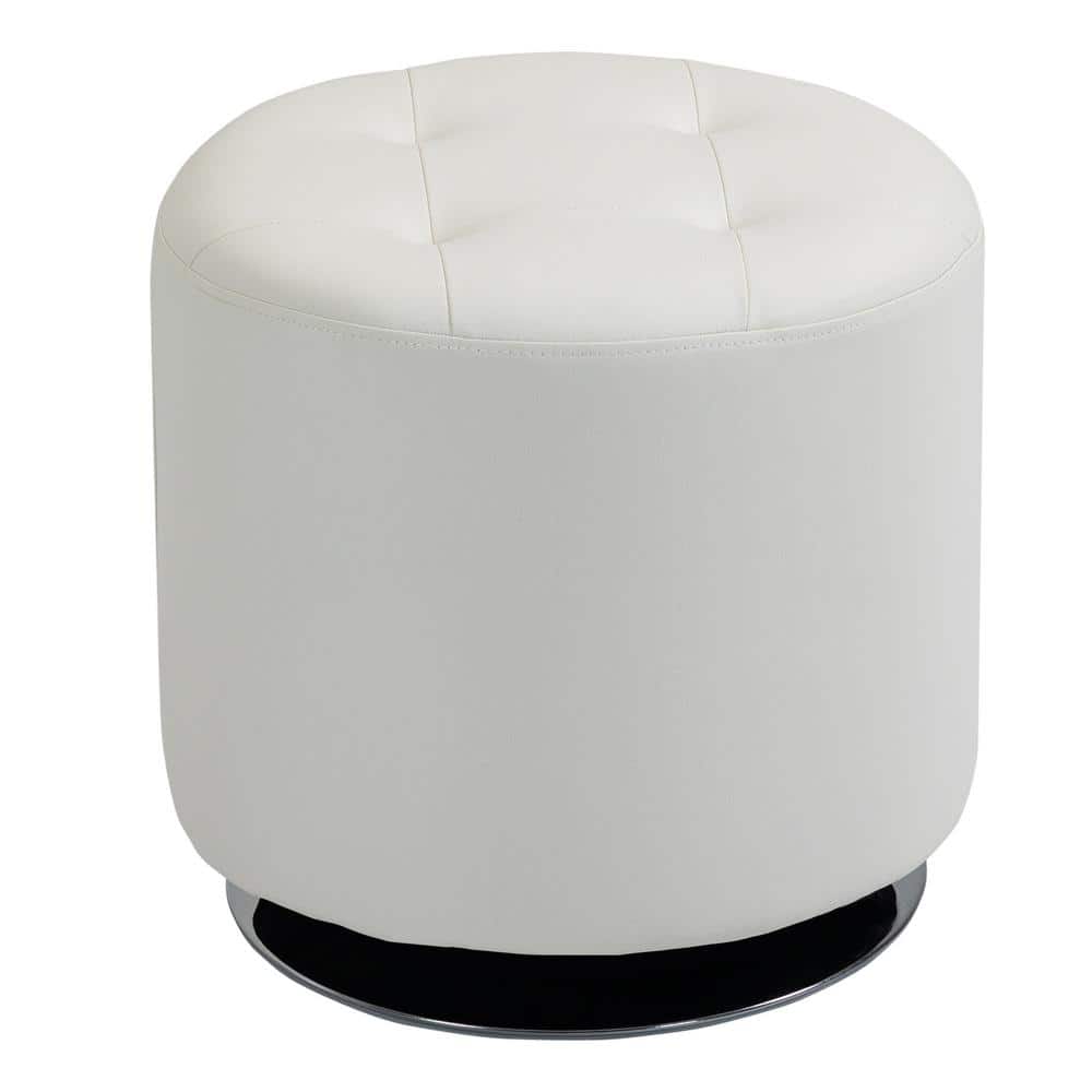 Magic Home Multifunctional Round Pouf Ottoman Makeup Chair Upholstered  Footrest Stool with Soft Padded Seat and Metal Frame, White CS-WF196483AAB  - The Home Depot