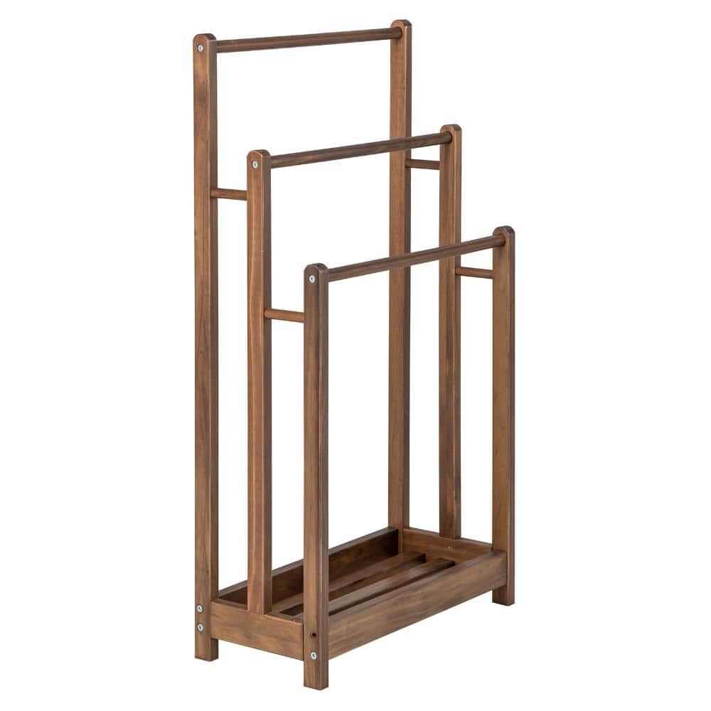 3-Bar Freestanding Towel Rack, Fir Wood Hand Towel Drying Stand with Bottom Storage Shelf price history on PriceWatchPro
