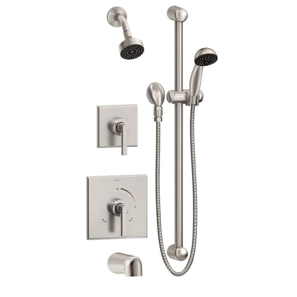 Symmons Duro 2-Handle Tub and 1-Spray Shower Trim Kit with 1-Spray Hand Shower in Satin Nickel (Valve Not Included)