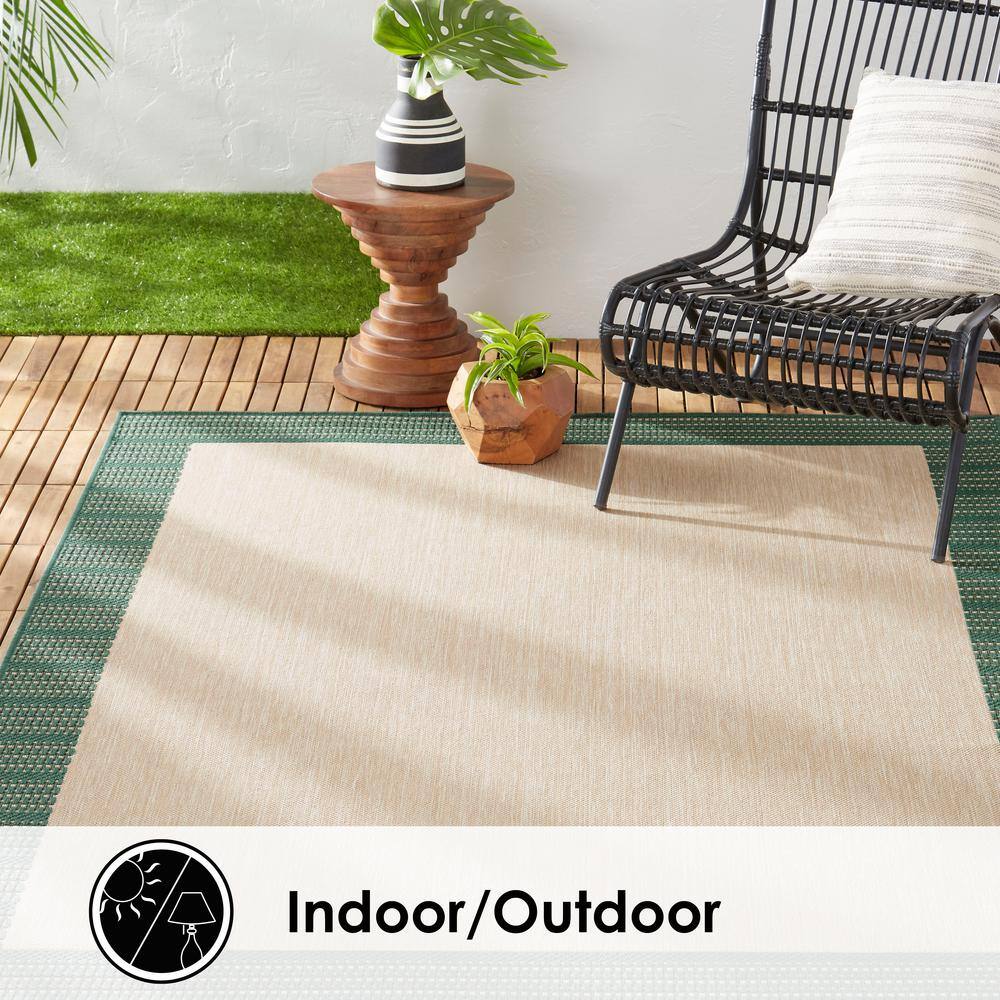 Landry 5'2" x 7'2" Beige and Green Synthetic Indoor/Outdoor Area Rug