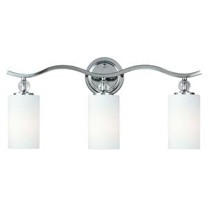 Englehorn 24.5 in. W. 3-Light Chrome Wall/Bath Fixture with Inside White Painted Etched Glass