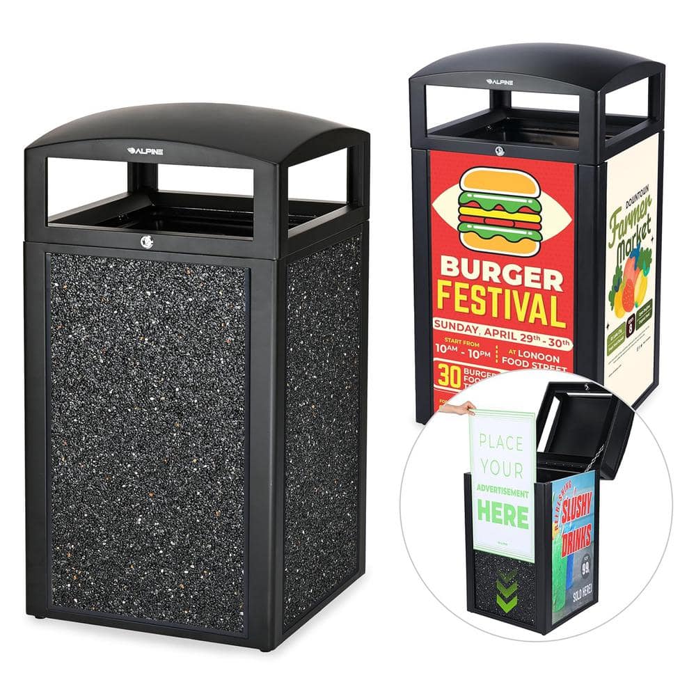 40 Gal. Grey Stone All Weather Vented Outdoor Commercial Garbage Trash Can 