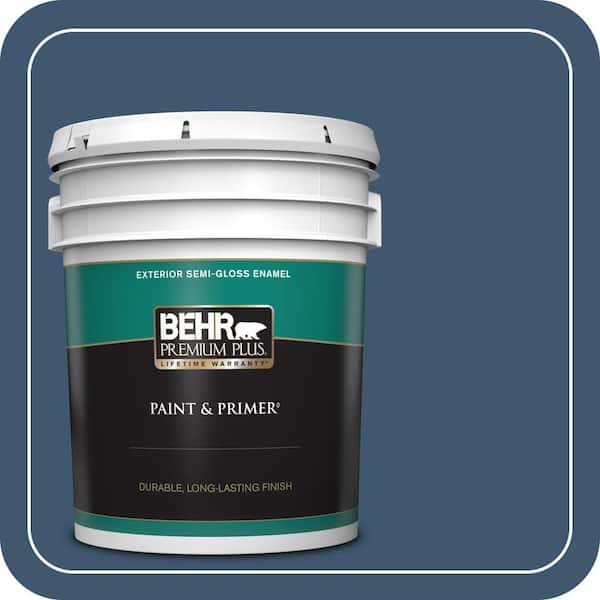 BEHR PREMIUM PLUS 5 gal. #ECC-16-3 Inlet Harbor Semi-Gloss Enamel Exterior Paint & Primer
