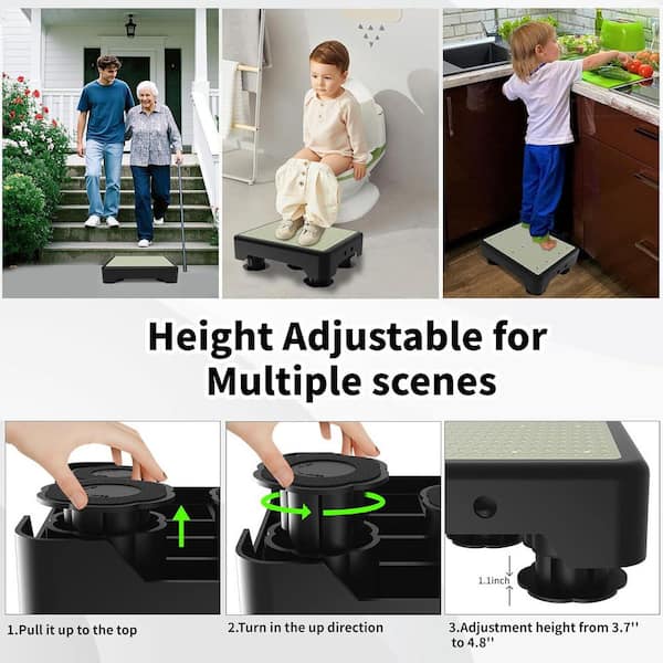 Adjustable Noctilucent Step Stoo, 600 lbs. Capacity Non-Slip