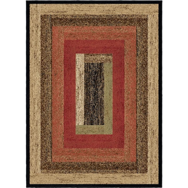 Mayberry Rug Hearthside Rustic Panel Multi-Colored 8 ft. x 10 ft. Lodge Area Rug