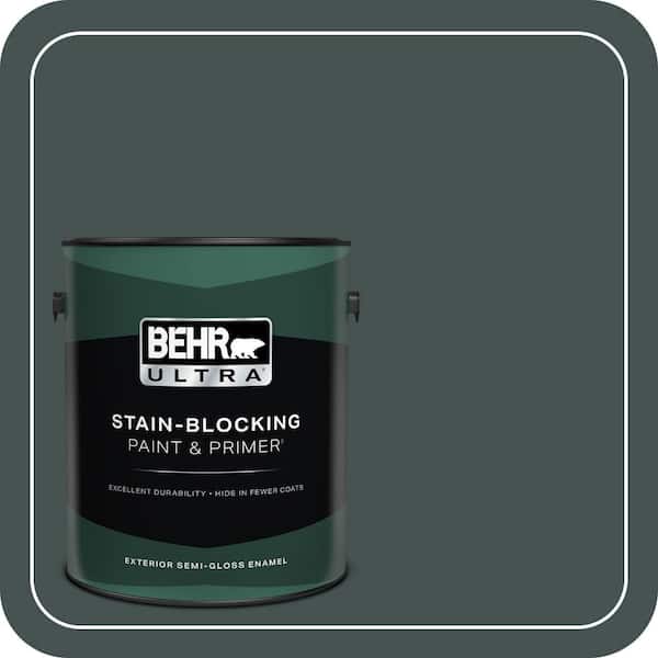 BEHR ULTRA 1 gal. #MQ6-44 Black Evergreen Semi-Gloss Enamel Exterior Paint & Primer