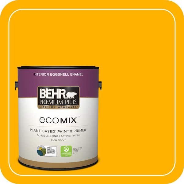 BEHR PREMIUM PLUS 1 gal. #310B-7 Saffron Thread Eggshell Enamel EcoMix ...
