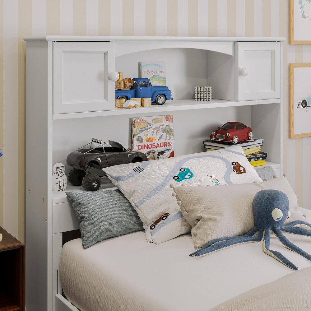 Hadley Twin White Wood Platform Bed with Storage Drawers