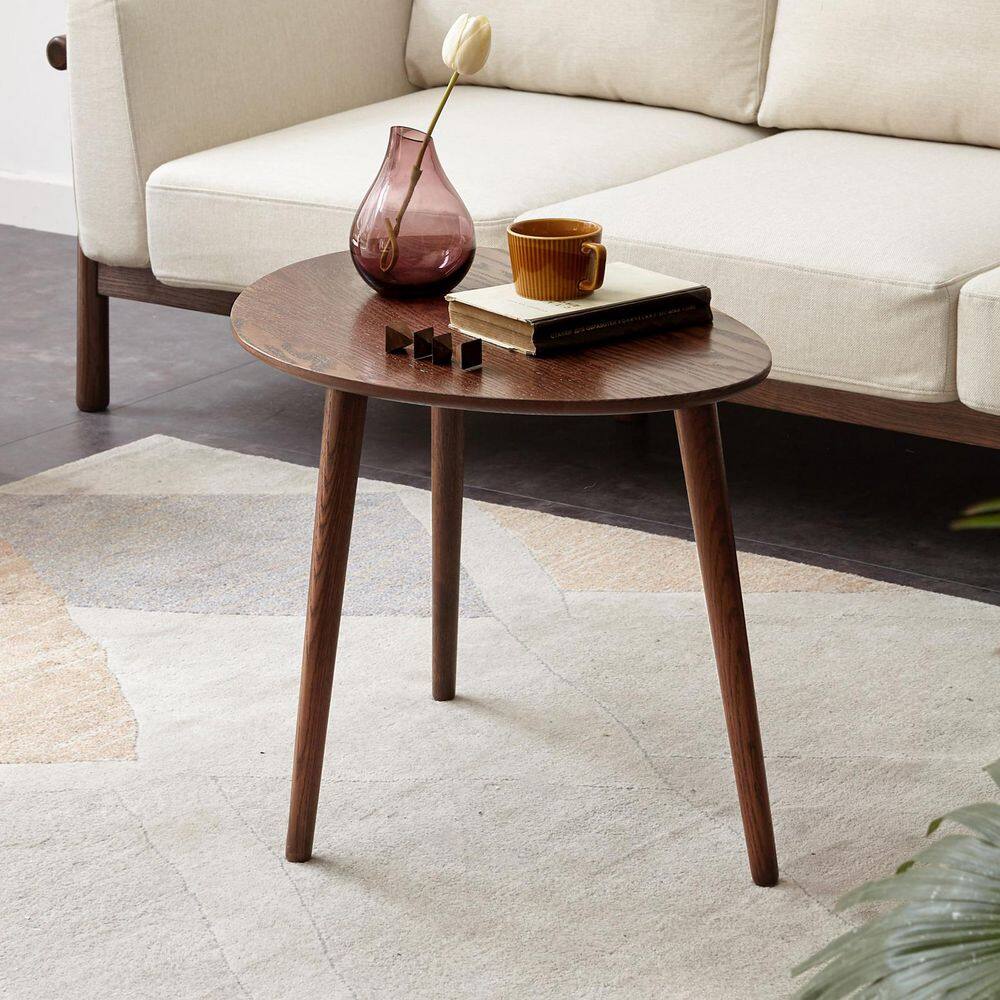 26 in. Walnut Colored Oval Wood Coffee Table