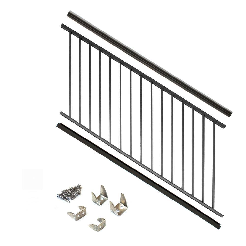 Aria Railing 36 in. x 8 ft. Black Powder Coated Aluminum Preassembled