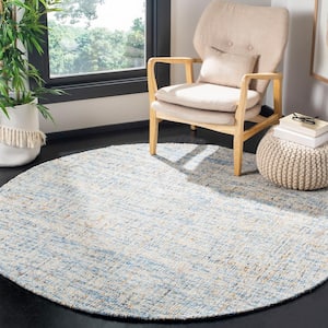 Abstract Dark Blue/Rust 6 ft. x 6 ft. Round Solid Area Rug