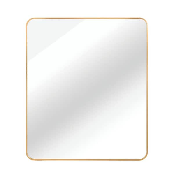 Unbranded Ta. 30 in. W x 36 in. H Gold Rectangle Framed Mirror