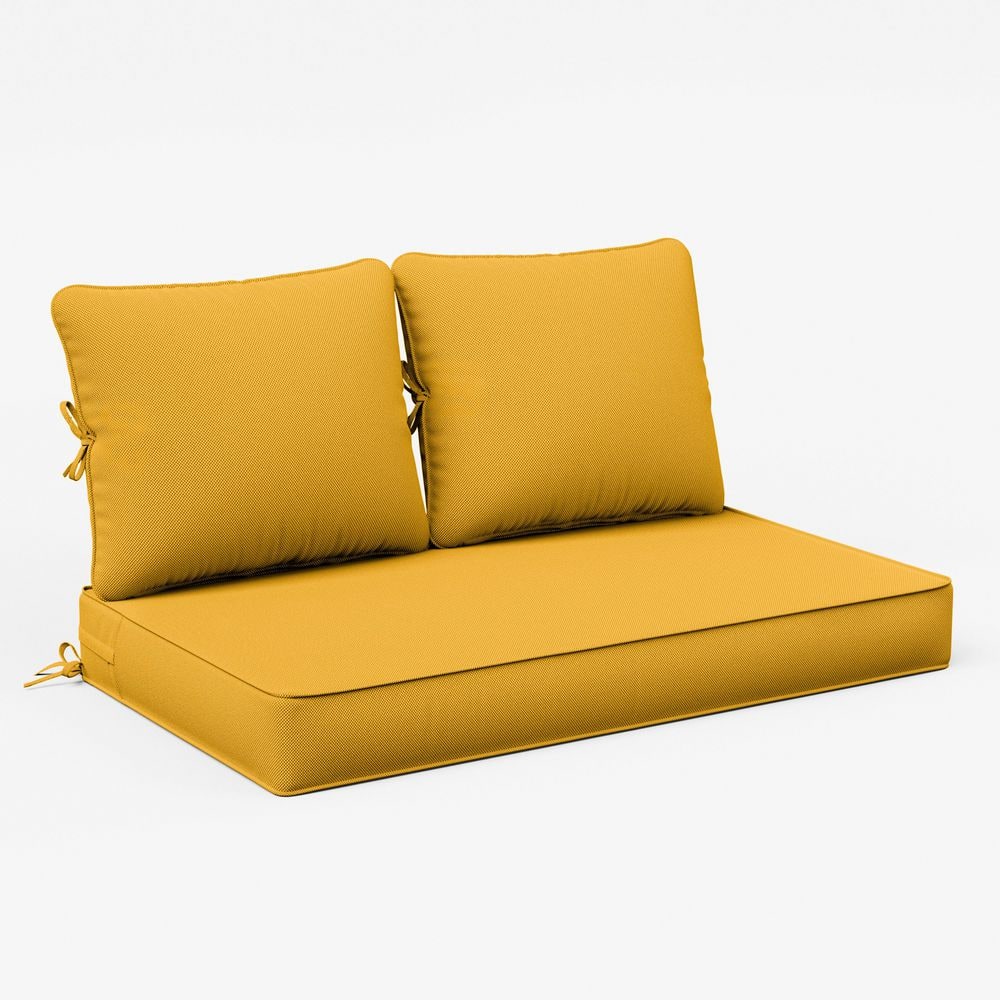 46 in. x 26 in. x 5 in. Outdoor Patio Replacement Loveseat Sofa Cushion Set with Backrest Yellow