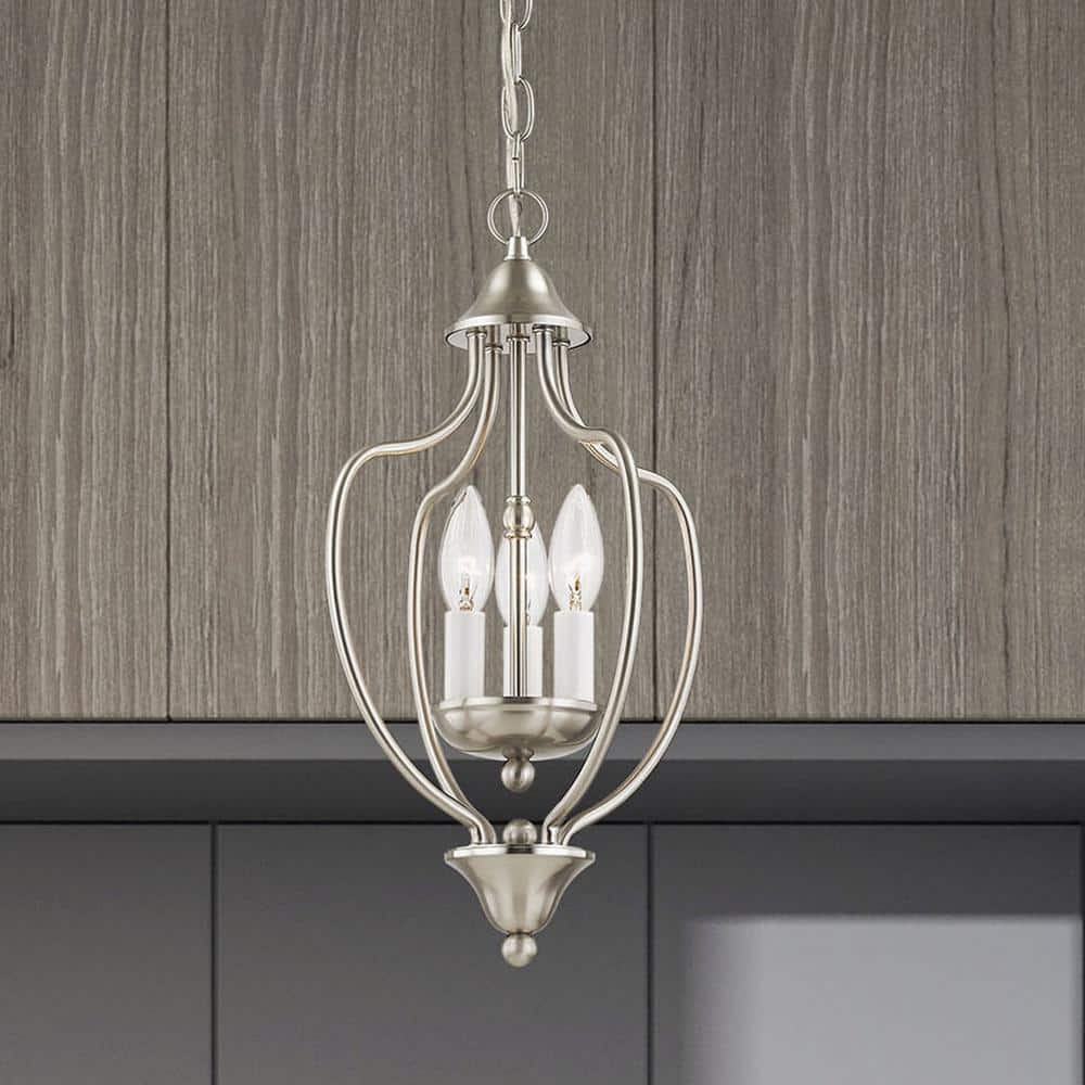 Mini 3-Light Brushed Nickel Pendant with Glass Shades