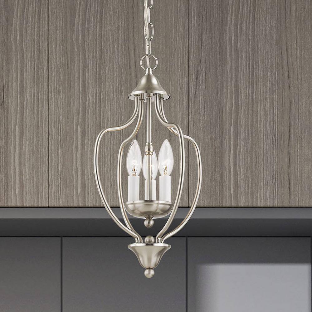 Mini 3-Light Brushed Nickel Pendant with Glass Shades
