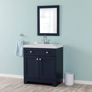 Everdean 31 in. W x 19 in. D x 34 in. H Single Sink Freestanding Bath Vanity in Deep Blue with White Cultured Marble Top