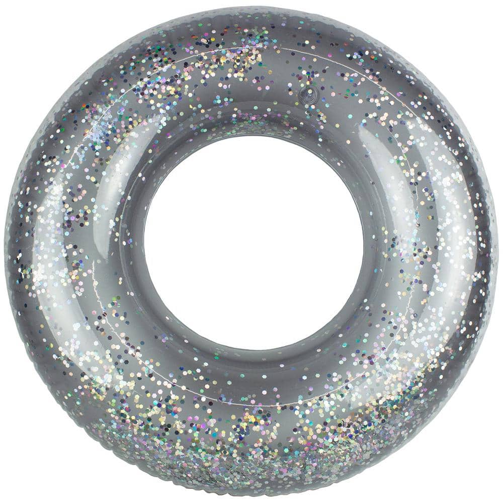 SILVER GLITTER 48" Party Pool Beach Float INNER TUBE Lounge Raft Inflatable NEW