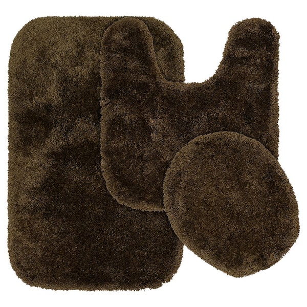 Garland Rug Finest Luxury Chocolate 21 in. x 34 in. Washable Bathroom 3-Piece Rug Set